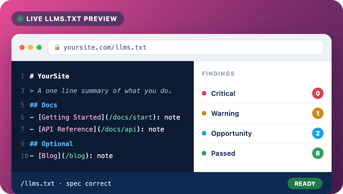 LLMs.txt File Generator — 官网预览图